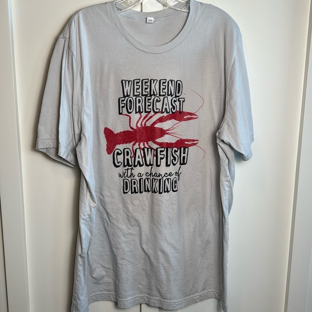 Bella Canvas Weekend Forecast Crawfish Drinking Graphic Tee Gray Mens‎ XL